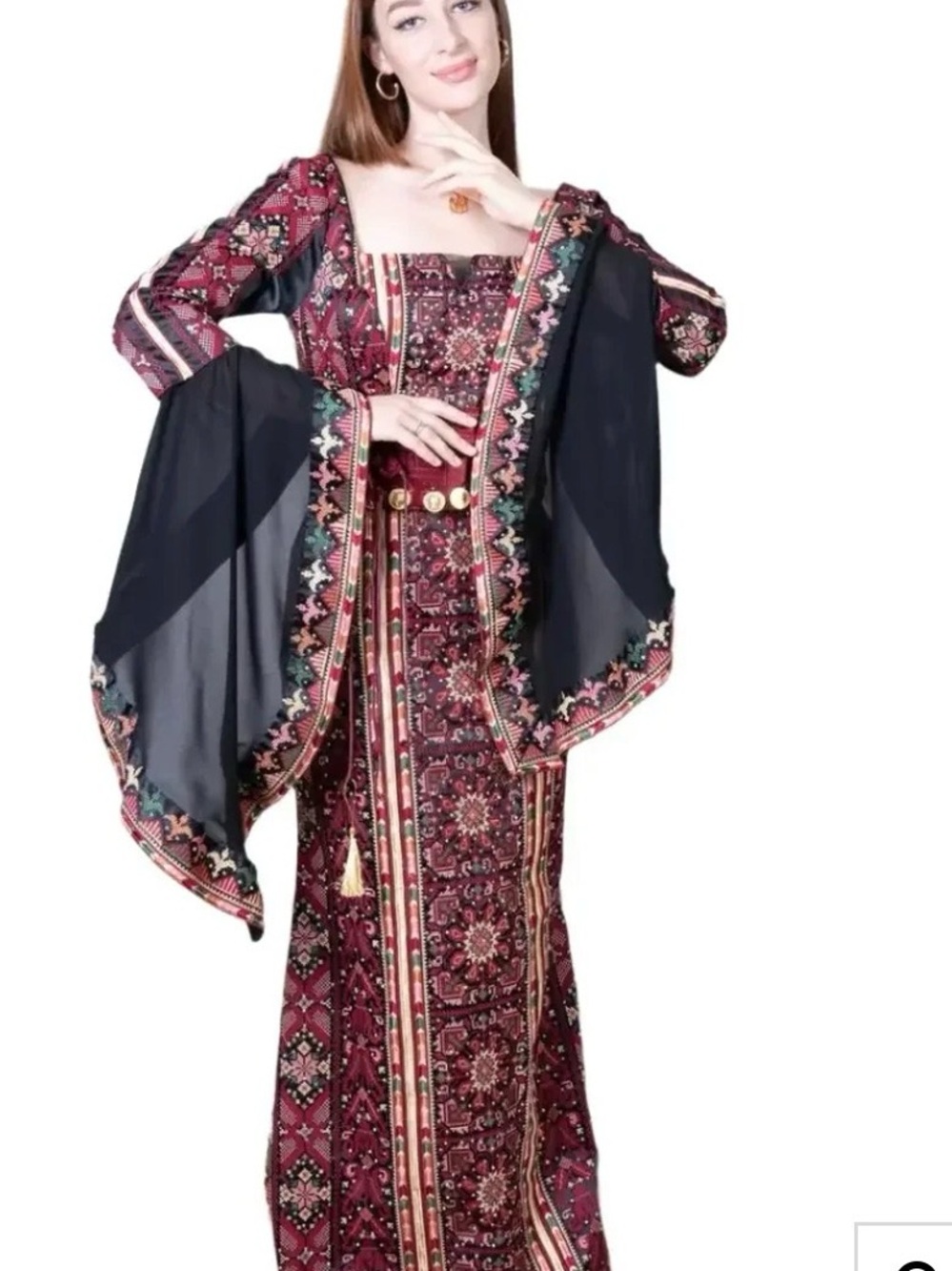 Palestinian Malikah Embroidered Henna Bridal Thobe
